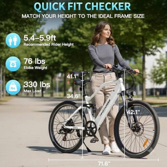 Wind Horse F3 Premium Urban & Trail Electric Bicycle 27.5" - Black - Image 3